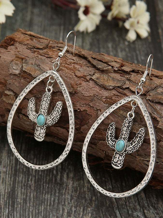 Water Drop Cactus Turquoise Earrings