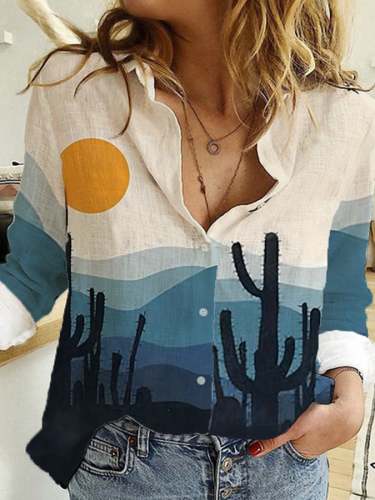 Women's Cactus Print Casual Shirt