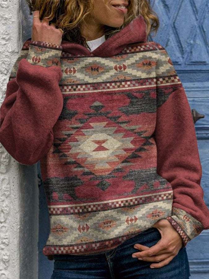 Vintage-Print Long-Sleeve Hoodie