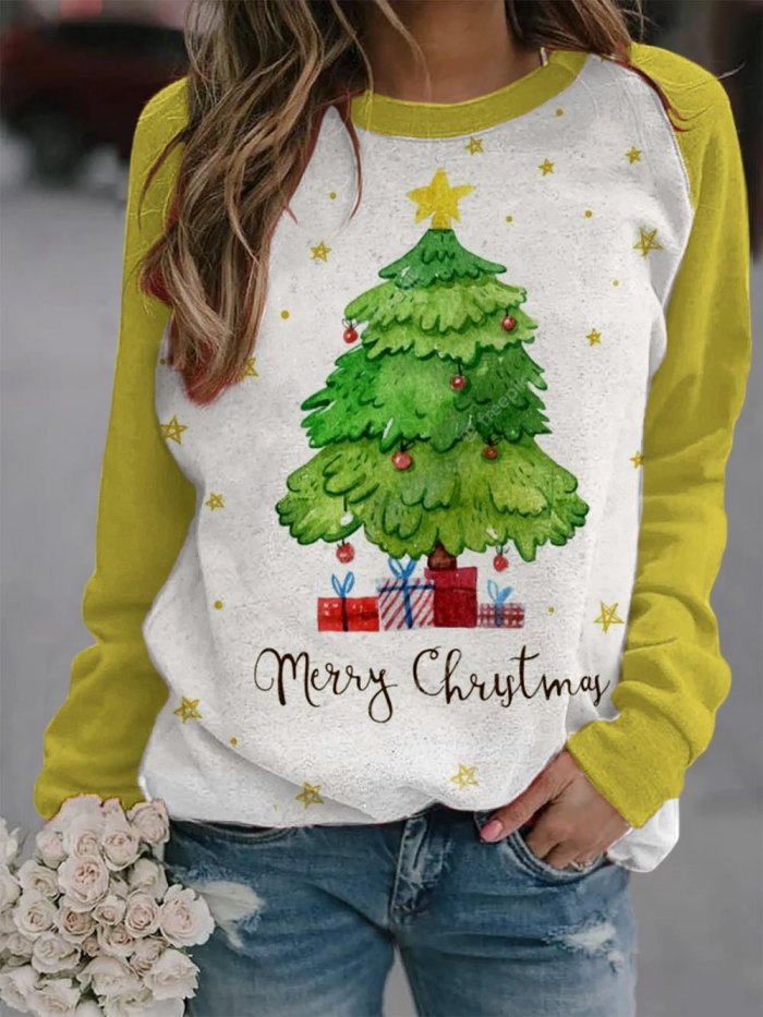 Women's Merry Christmas Tree🎄 Print Casual Sweatshirt