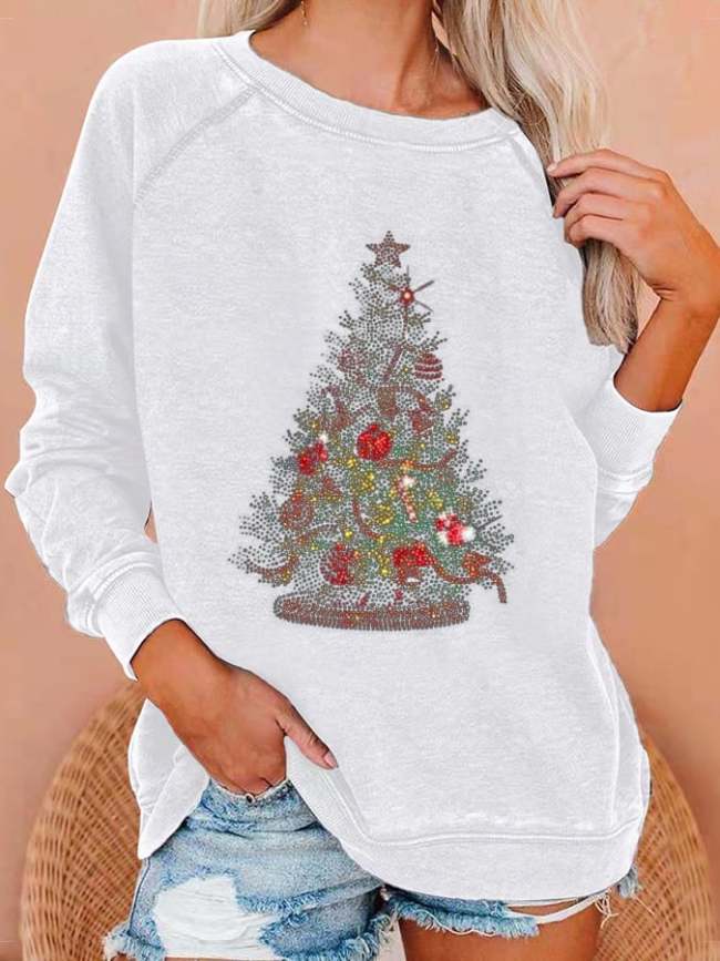 Women's Merry Christmas Tree Print Casual Sweatshirt