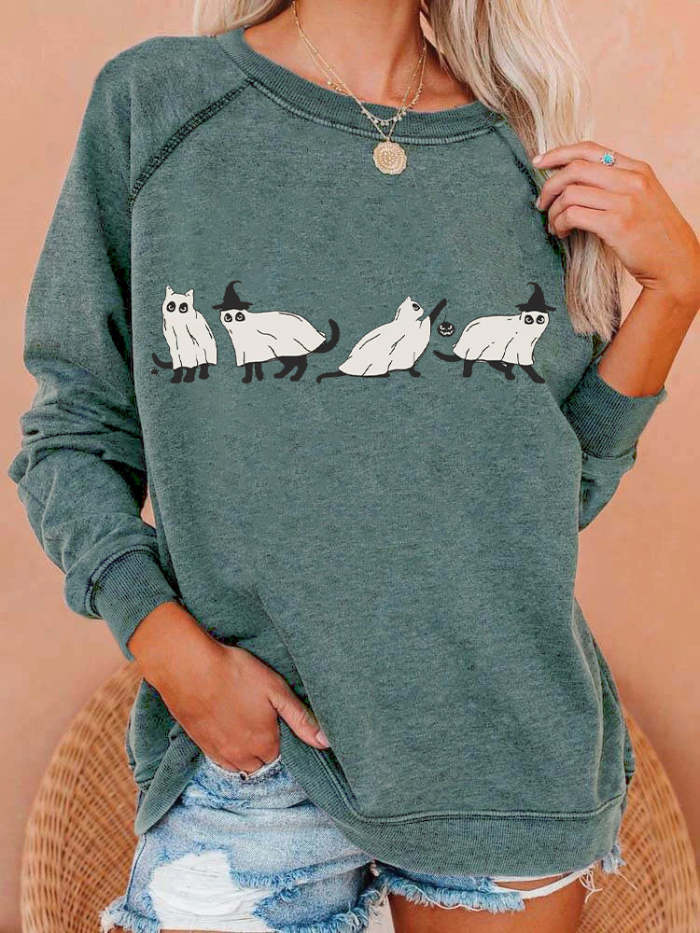 Halloween Cat Spooky Season Sweatshirt