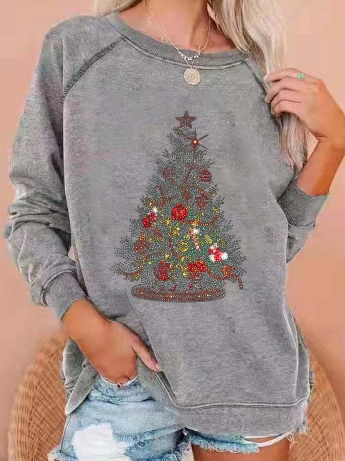 Women's Merry Christmas Tree Print Casual Sweatshirt