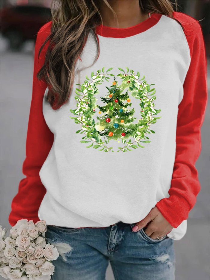 Women's Art Christmas Tree Casual Sweatshirt