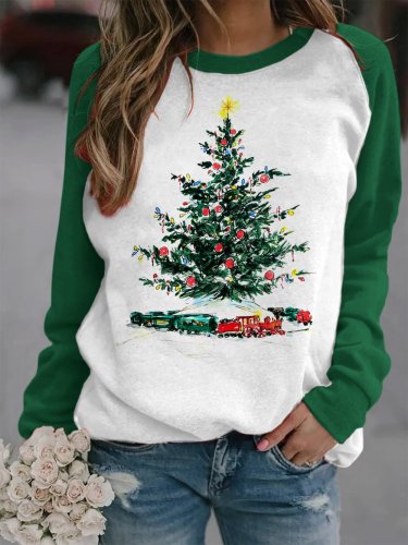 Women's Christmas Tree Truck Print Sweatshirt