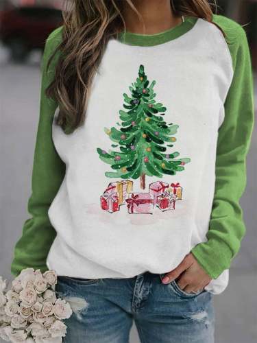 Women's Christmas Tree Print Sweatshirt