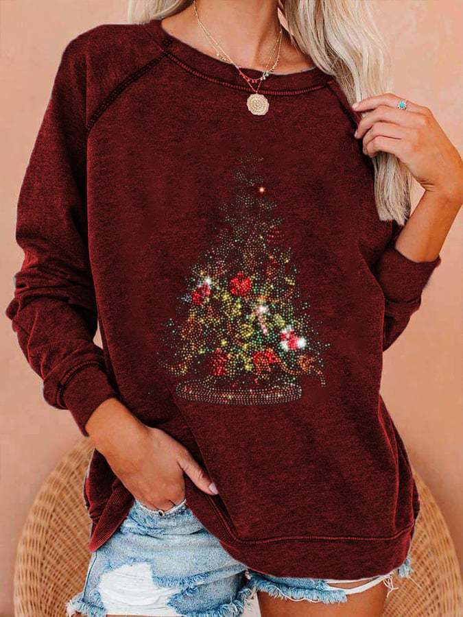 Women's Merry Christmas Tree Print Casual Sweatshirt