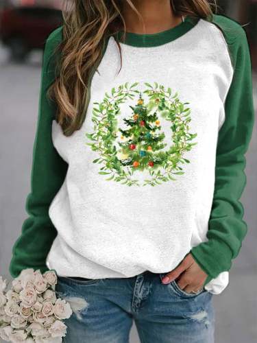 Women's Art Christmas Tree Casual Sweatshirt