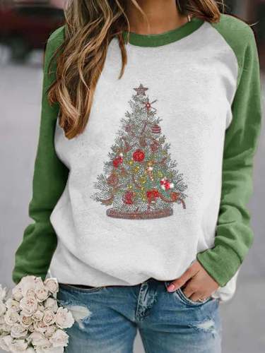 Women's Merry Christmas Tree Print Sweatshirt