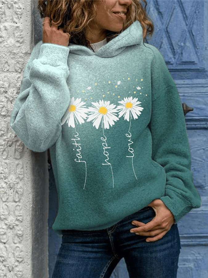 Women's FAITH&HOPE&LOVE Printed Hooded Sweatshirt