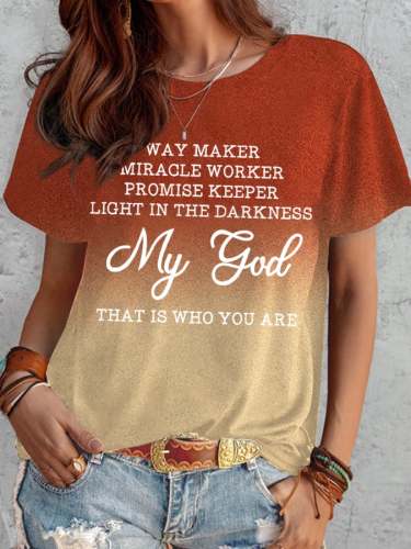 Women's Faith My God Print Casual Crewneck T-Shirt