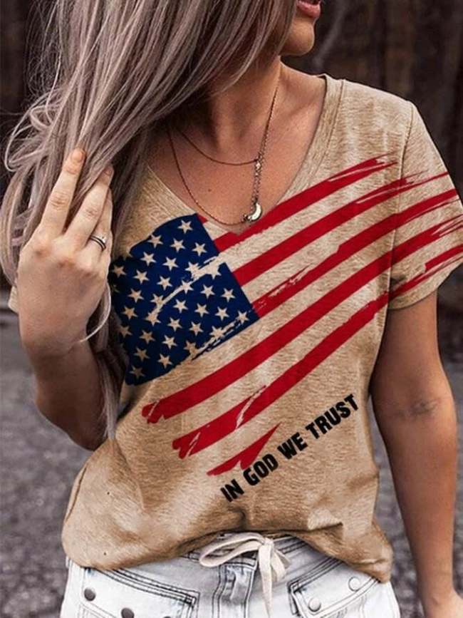Women's WE TRUST IN GOD Flag T-shirt