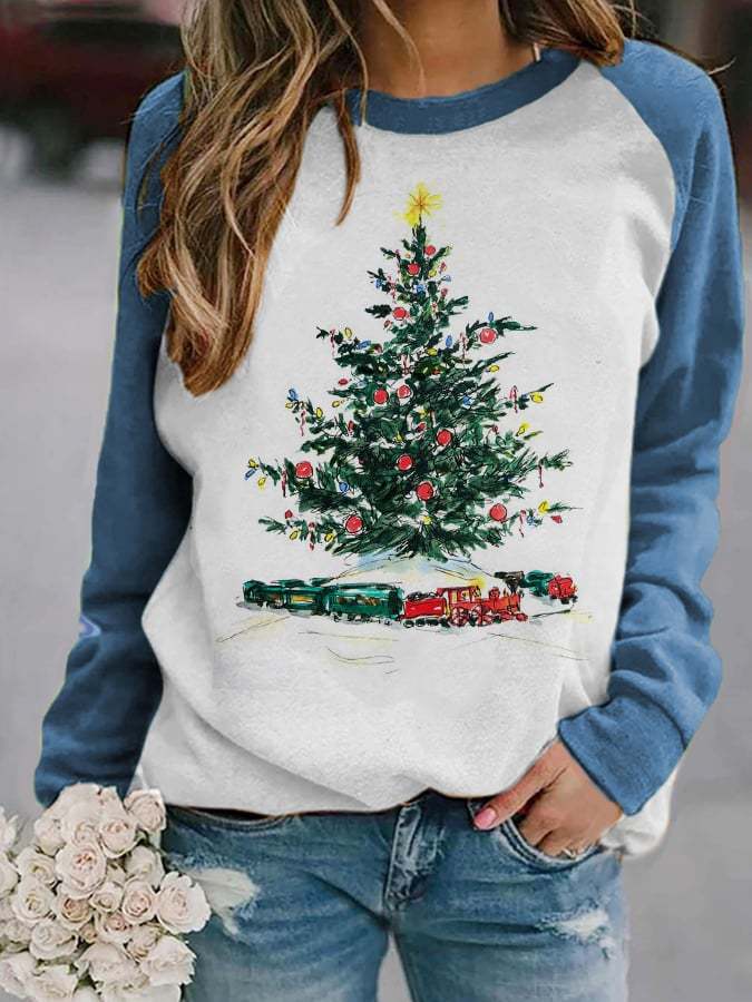 Women's Christmas Tree Truck Print Sweatshirt