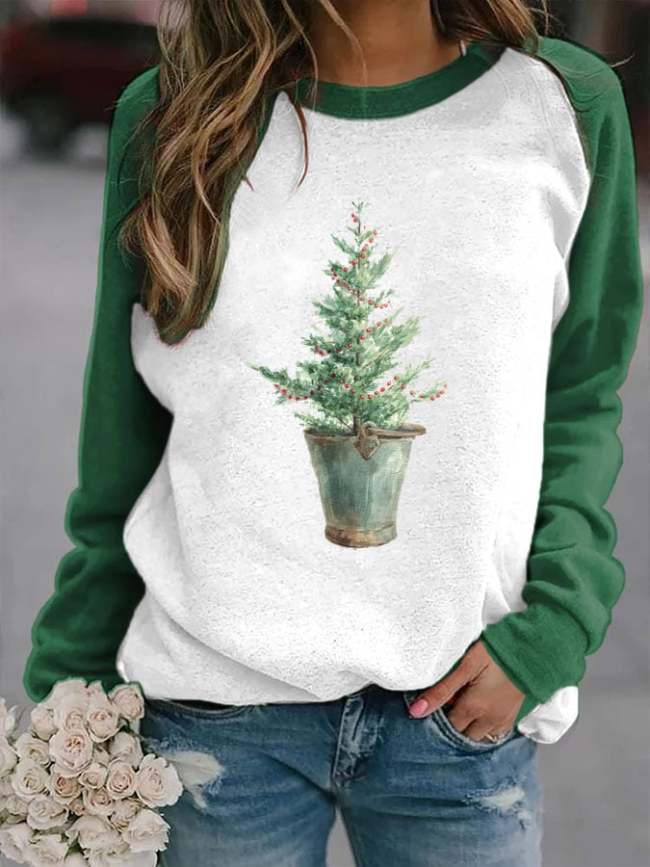 Women's Art Christmas Tree Casual Sweatshirt