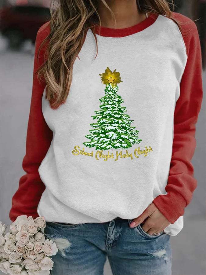 Women's Merry Christmas Tree Print Sweatshirt