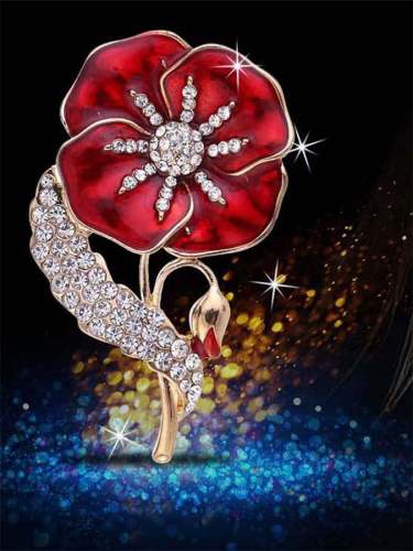 Rhinestone Poppy Corsage