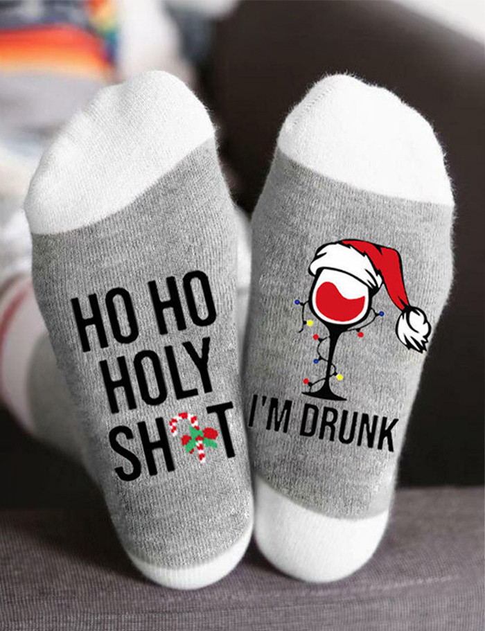 Ho Ho Holy Shit I'm Drunk Christmas Unisex Socks