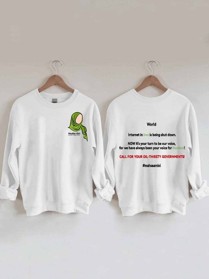 Women Life Freedom Print Casual Sweatshirt