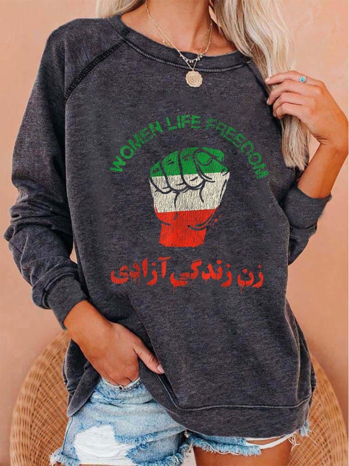 Women's Live Freedom #Mahsa Amini Pray Iran Print Sweatshirt