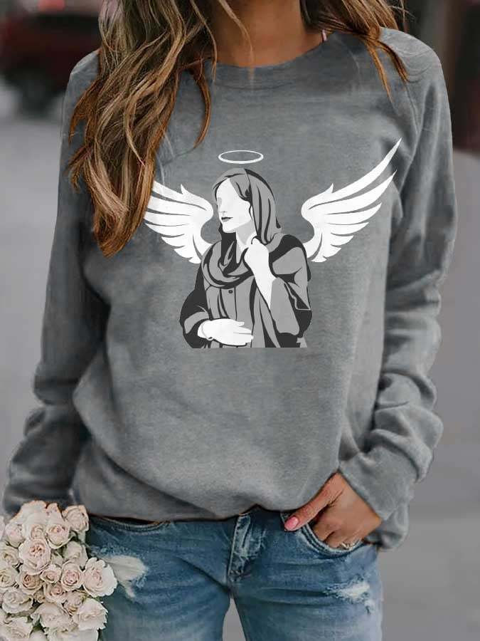 Iran Girl Angel Wings Print Sweatshirt