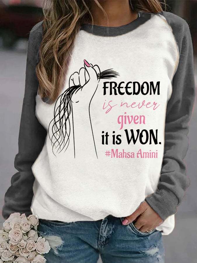 Mahsa Amini Women Rights Life Freedom Print Casual Sweatshirt