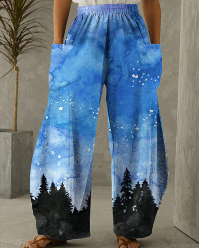 Forest Printed Loose Pants