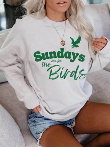 Women's Sundays Are For The Birds Football Print Casual Sweatshirt