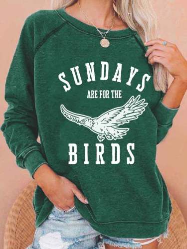 Women's Sundays Are For The Birds Print Casual Sweatshirt