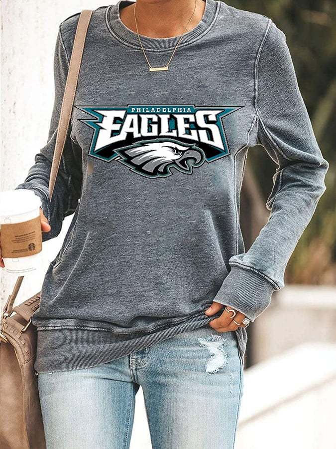 Women's Eagles Football Print Casual Sweatshirt