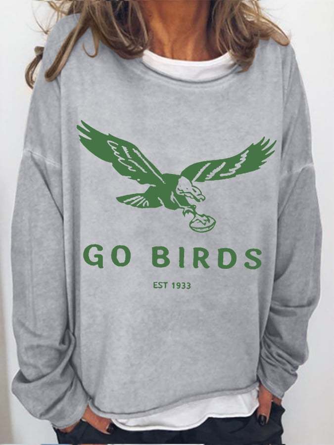 Women‘s Go Birds Football Print Casual Sweatshirt