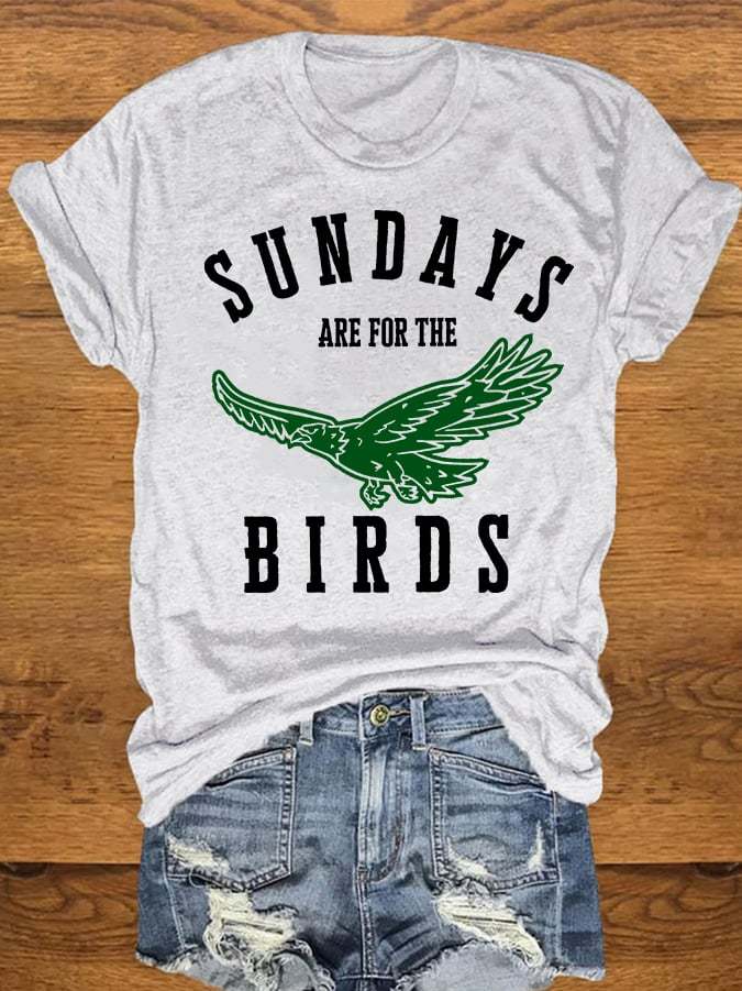 Women's Sundays Are For The Birds Football Print Casual T-Shirt