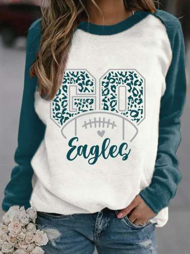 Women Go Eagles Philadelphia Football Print Casual Sweatshirt