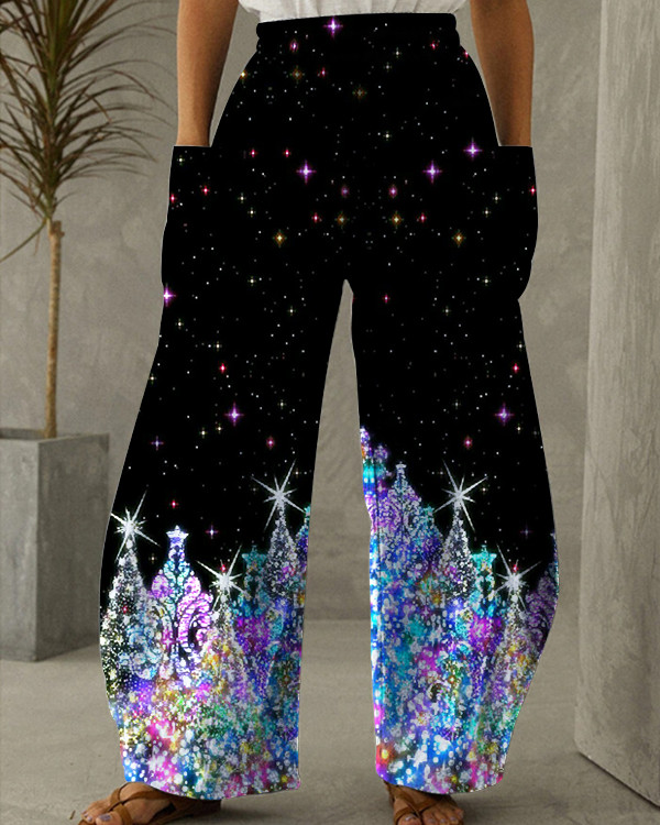 Glitter Print Loose Pants