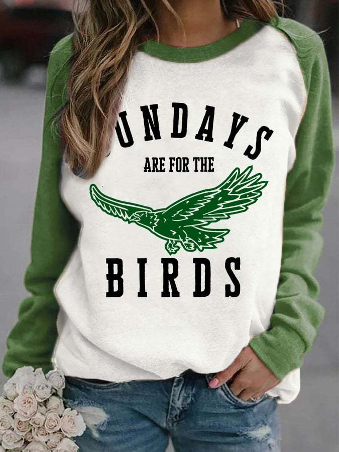 Women‘s Sundays Are For The Birds Print Casual Sweatshirt