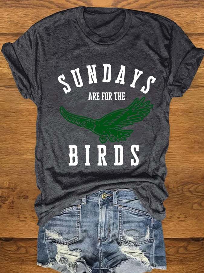 Women's Sundays Are For The Birds Football Print Casual T-Shirt
