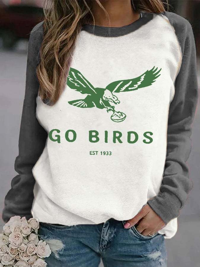 Women Go Birds Philadelphia Football Print Casual Sweatshirt