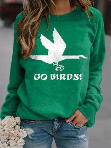 Women's Go Birds Football Print Casual Sweatshirt