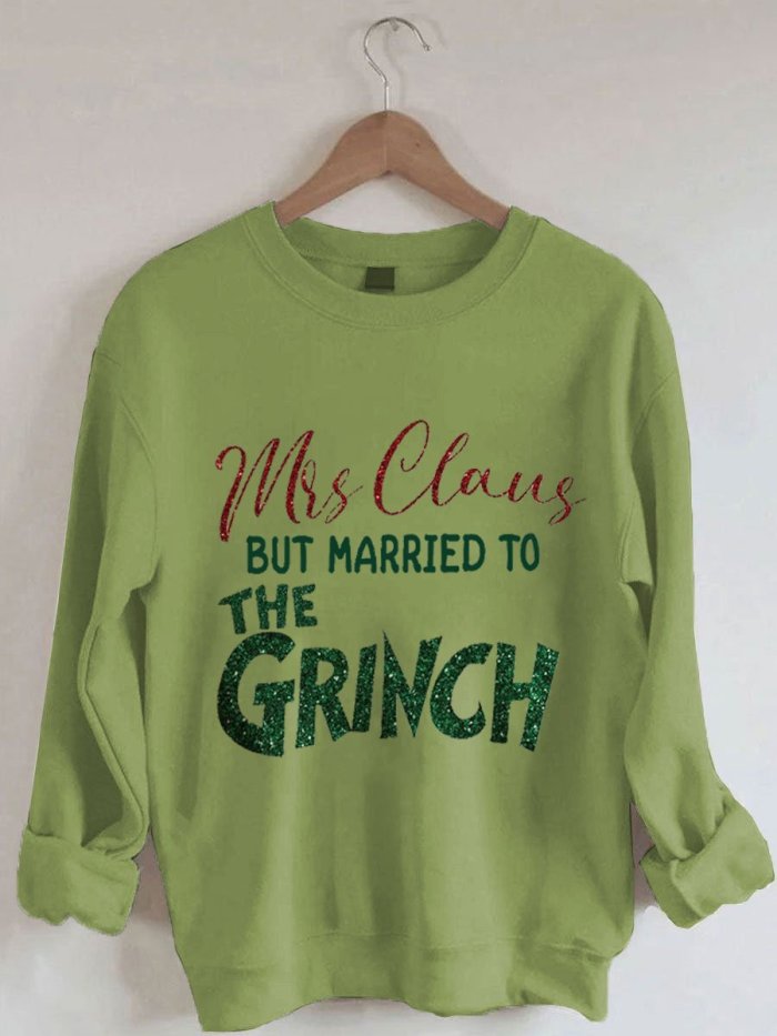 🔥Buy 2 Get Extra 10% Off🔥Mrs. Claus But Married To The Grinch Print Sweatshirt