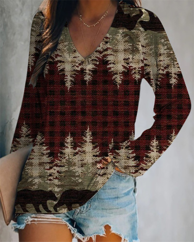 Women's Vintage Check Print Top