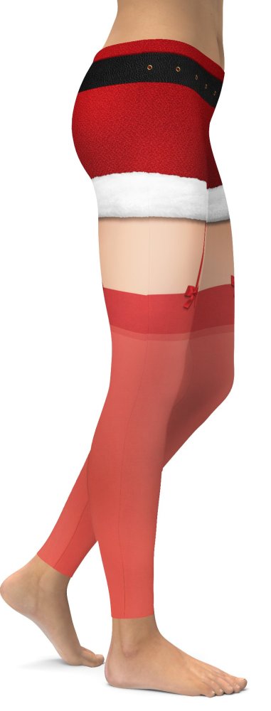 Christmas Shorts with Red Stockings Leggings