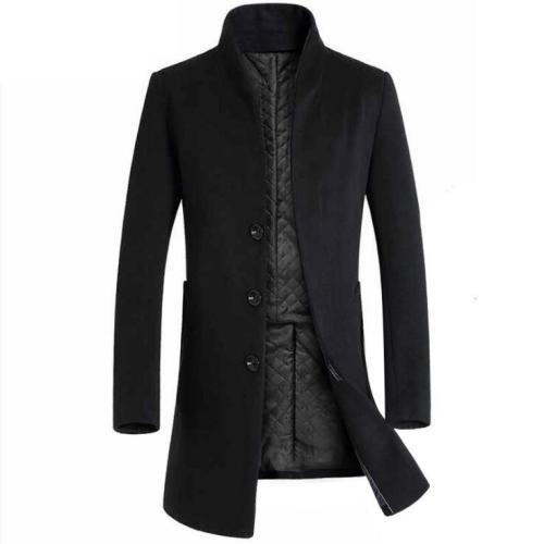 Stand Collar Solid Buttoned Long Sleeve Coat