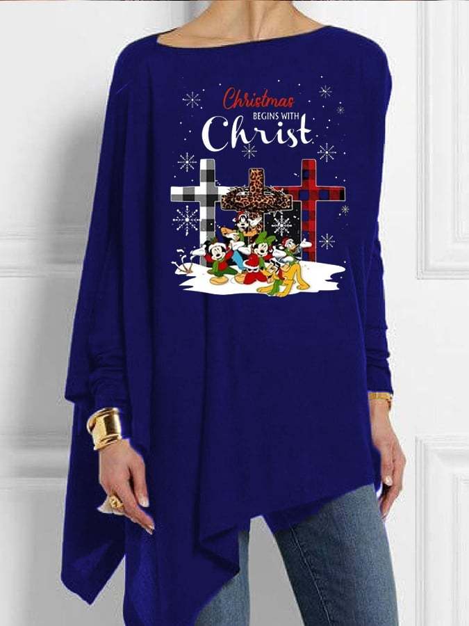Christmas Begins With Christ Print Women's Top