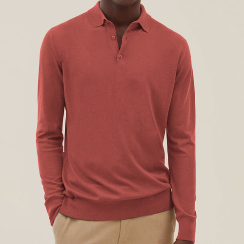 Men's cashmere polo shirt open neck sweater