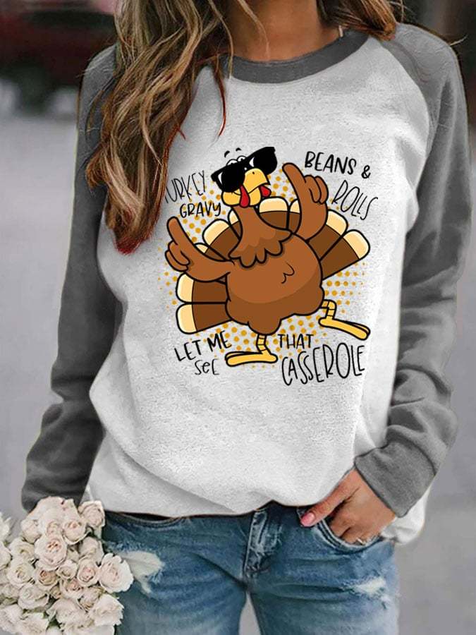 Women's Happy Turkey Day Print Sweatshirt
