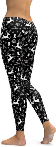 Black Reindeer Christmas Leggings