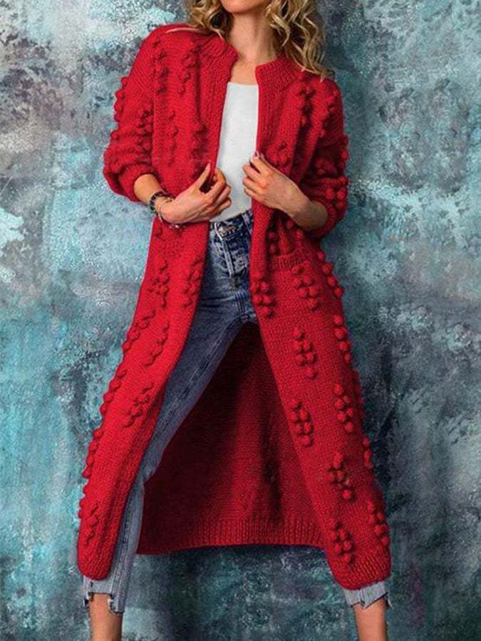 Solid Color Mid-Length Sweater Cardigan