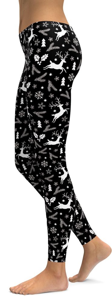 Black Reindeer Christmas Leggings