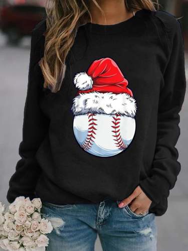 Women's Christmas Baseball Print Sweatshirt