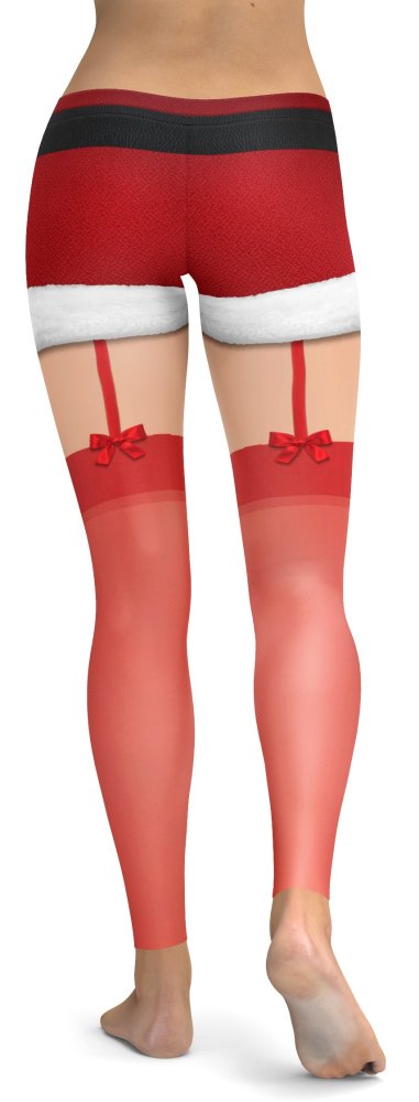 Christmas Shorts with Red Stockings Leggings