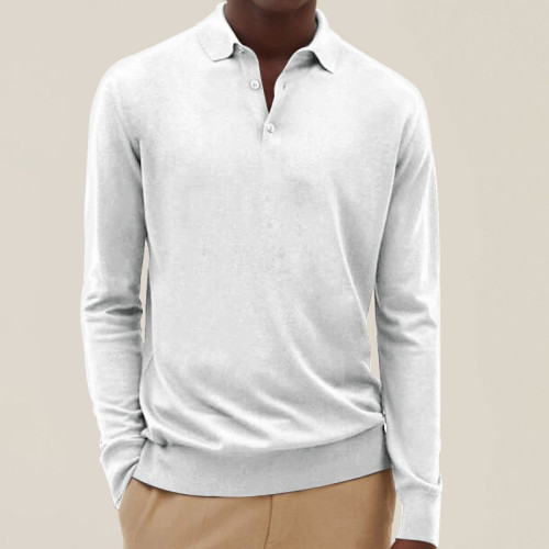 Men's cashmere polo shirt open neck sweater